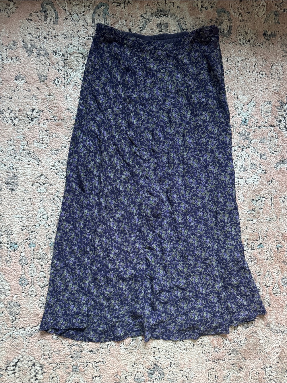 Vintage April Cornell Purple & Green Floral Skirt